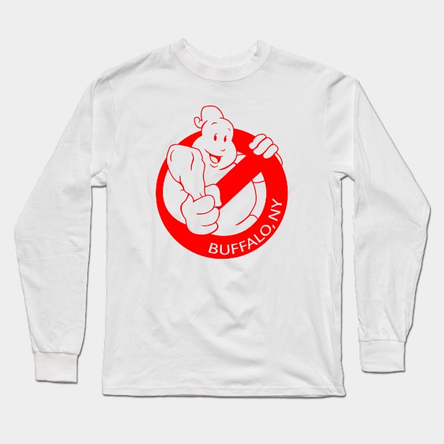 Buffalo Ghostbusters - Red Imprint Long Sleeve T-Shirt by Buffalo Ghostbusters